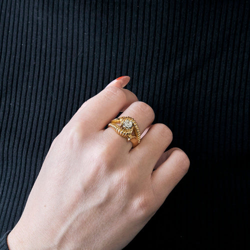 Bague 60 Bague Art Déco or rose diamant 58 Facettes M8908