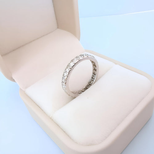 Bague 52 Alliance américaine vintage (1950-1960) platine , diamants 0,96 carat 58 Facettes 1755