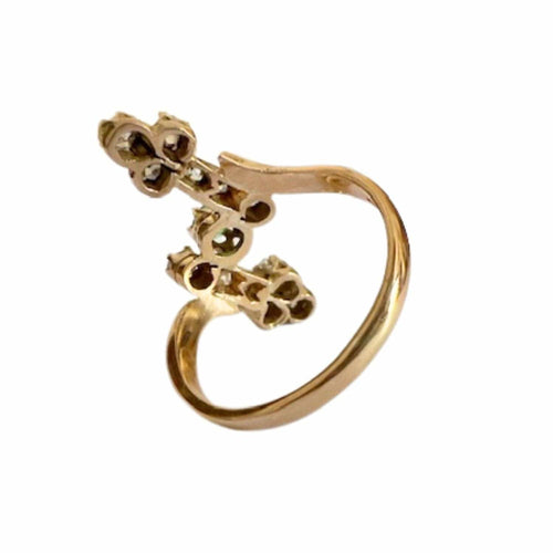 Bague 56 Bague design Art Déco en or jaune avec diamants et émeraudes 58 Facettes A2315(224)