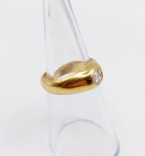 Bague 50 Bague jonc dôme or jaune 18k diamant taille ancienne 0,40 carat 58 Facettes A06197