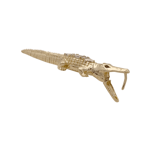 Boucles d'oreilles Mono boucle Bibi Van Der Velden, "Alligator Art Deco", or, diamants, tsavorites. 58 Facettes 34454