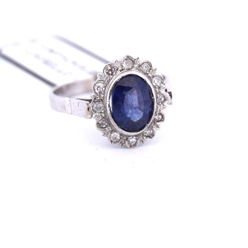 Bague 53 Bague en platine, saphir et diamant 58 Facettes