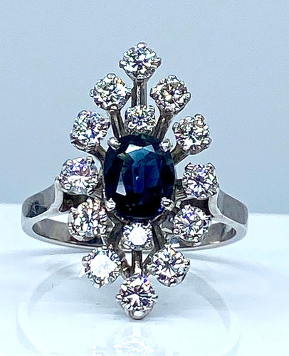 Bague 56 Bague marquise saphir et diamants 58 Facettes AB150