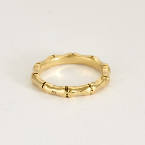 Bague 47 Alliance en or jaune à motif de bambou 58 Facettes SMA0260