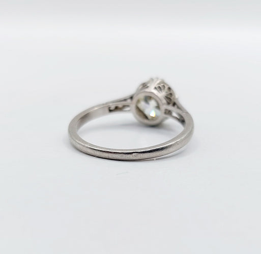 Ring 52.5 Ring Solitaire Art Deco in platinum and old-cut diamond 1.40 carat 58 Facettes A06491