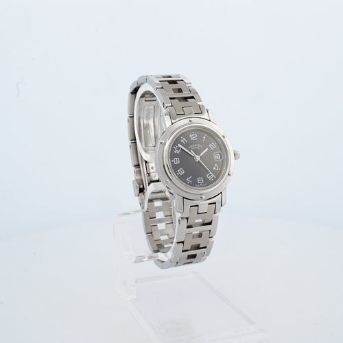 Montre Hermès - Montre Clipper cadran gris chiffres arabes en acier 58 Facettes