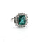 Bague 53 Bague en or blanc 18 carats sertie d'une émeraude et de diamants 58 Facettes