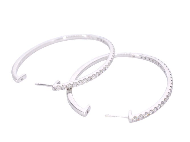 Boucles d'oreilles Boucles d'oreilles créoles en or blanc avec diamants 58 Facettes 2053