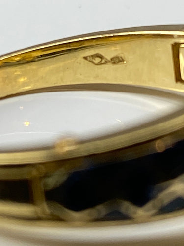 Bague 56 KORLOFF - bague saphirs, diamants, émail bleu 58 Facettes