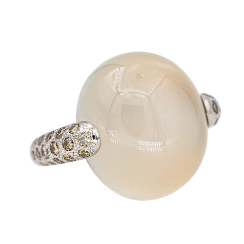 Bague 51 Pomellato  Bague Luna Or blanc Pierre de lune, Diamant brun 58 Facettes 3230374CN