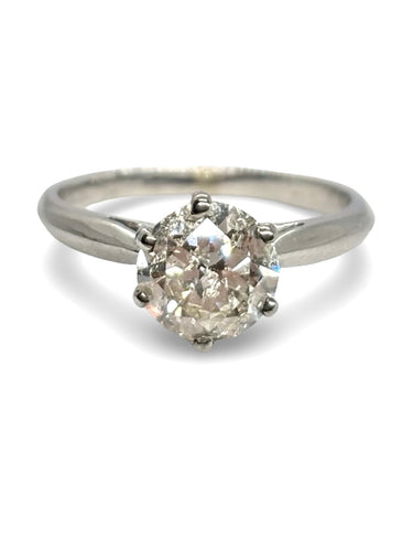 Bague 51 Solitaire or blanc et diamant 1,40 ct 58 Facettes 1176