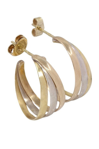 Boucles d'oreilles DEMI-CRÉOLES 3 ORS 58 Facettes 095841