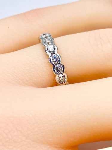 Bague 49 Demie alliance or blanc et diamants 58 Facettes AB635