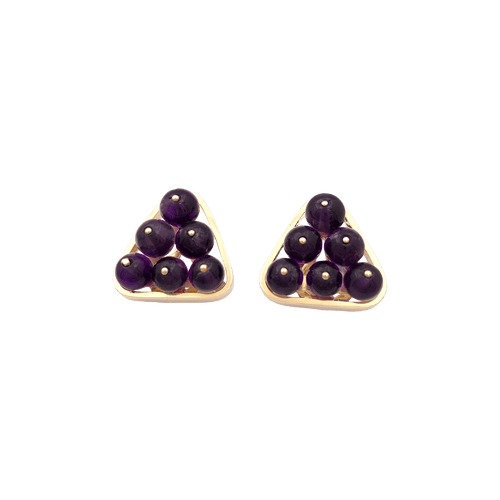 Boucles d'oreilles Clips d'oreilles vintage or jaune, améthyste. 58 Facettes 34432