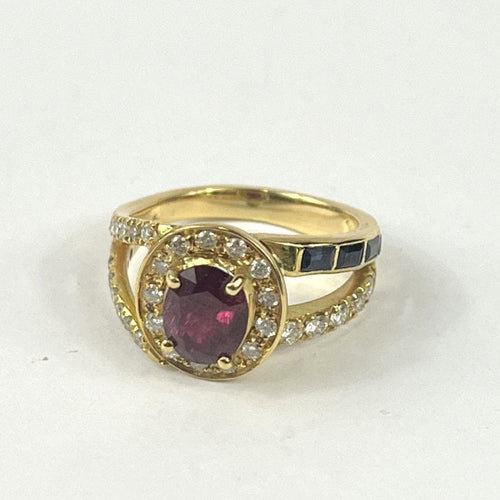 Bague Bague Or avec Rubis 2.13ct , Diamants et Saphir 58 Facettes 20400000784