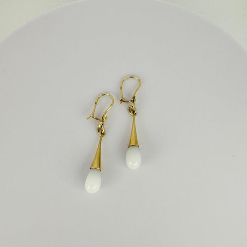 Boucles d'oreilles Boucles d'oreilles pendantes en or jaune avec quartz blanc 58 Facettes 2508003