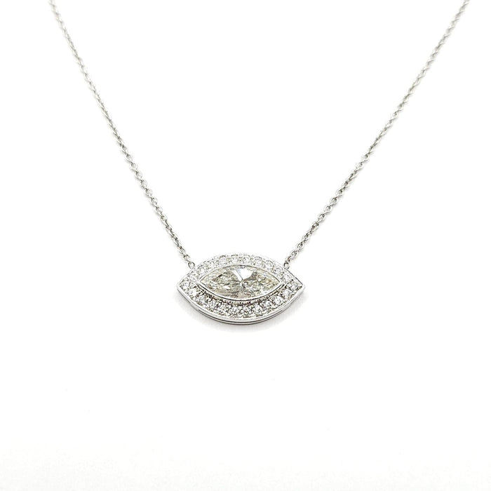 Collier Collier or blanc diamant marquise et diamants taille brillant 58 Facettes