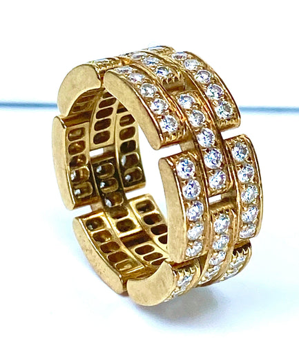 Bague 49 Bague CARTIER maillons panthère or jaune et diamants 58 Facettes AB78