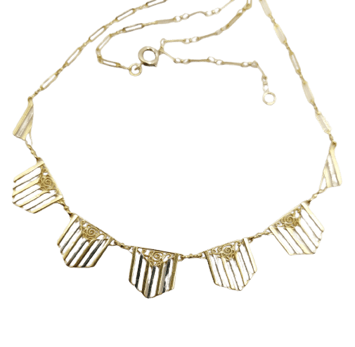 Necklace Necklace Art Deco filigree patterns in 18k yellow and white gold 58 Facettes A04100