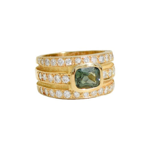 Bague 53 Bague luxueuse en or jaune avec diamants et tourmaline 58 Facettes 2403