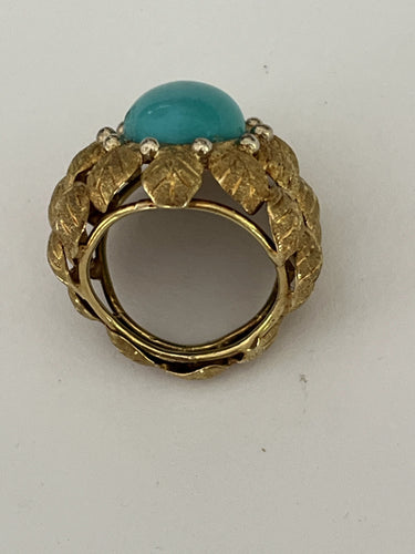 Bague 53 Bague Or Jaune et Turquoise 58 Facettes LOT 6594