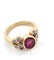 Bague 53 Bague en or jaune 18 carats avec rubis et diamants 58 Facettes