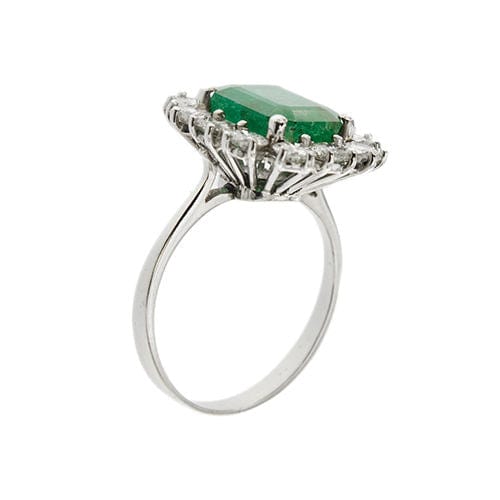 Bague Bague en or blanc avec émeraude et diamants 58 Facettes 37863