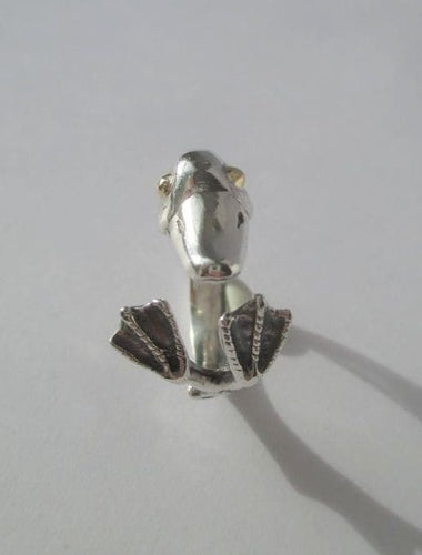 Bague 49 Bague vintage Arthus BERTRAND Le Canard argent et or 58 Facettes