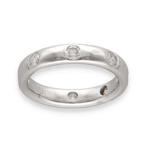 Bague 52 Alliance Mauboussin en or gris 18K massif - 0,50 ct de diamants G-VS - Taille 52 - Vers 1980 58 Facettes FB10411