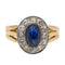 Ring Geelgoud, Witgoud Saffier, Diamant 