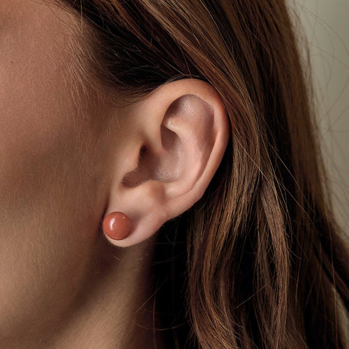 Boucles d'oreilles Puces oreilles perles corail et monture en or 58 Facettes