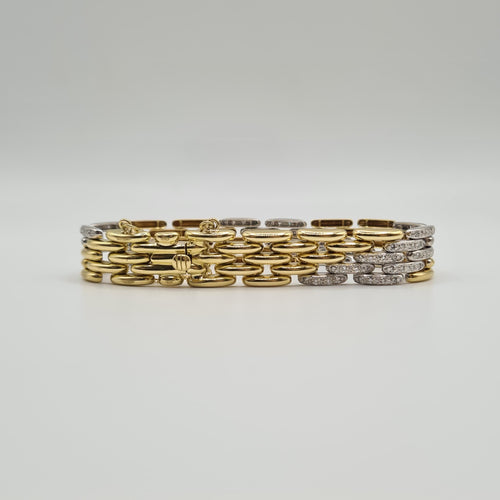 Bracelet Bracelet or blanc et jaune 18 carats serti de diamants 58 Facettes