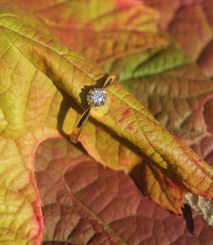 Bague 57 Bague solitaire deux ors, diamant taille brillant 58 Facettes