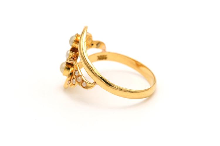 Bague 54 Bague en or jaune sertie de perles 58 Facettes 20443