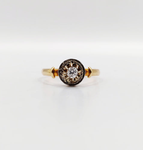 Bague 54 Bague solitaire art deco or jaune 18k diamant taille ancienne 58 Facettes A05903