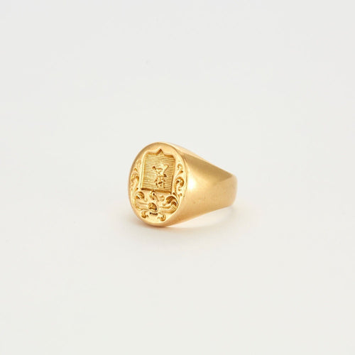 Bague 49 Chevalière à décor d'armoiries 58 Facettes