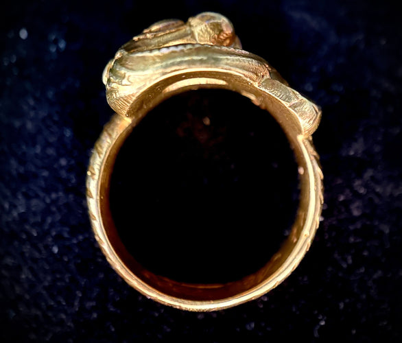 Bague 59 Bague solitaire Néo Gothique figurant une tête de chimère 58 Facettes