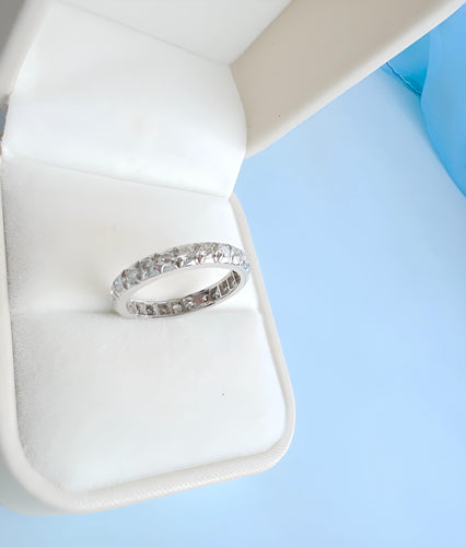 Bague 52 Alliance américaine vintage (1950-1960) platine , diamants 0,96 carat 58 Facettes 1755