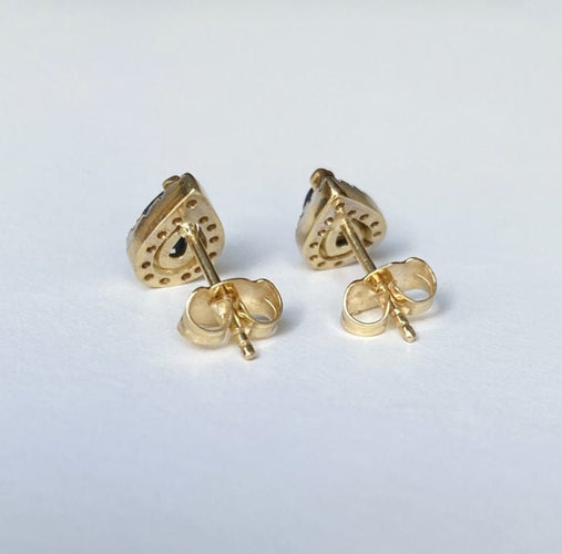 Boucles d'oreilles Paire de puces d'oreilles en or Ggis et jaune 18k saphirs et diamants 58 Facettes
