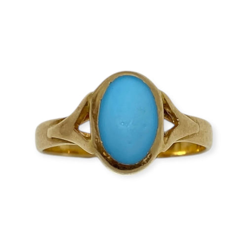 Bague 60 Bague pierre bleue ovale en or jaune 750 (18k) 58 Facettes 330089595