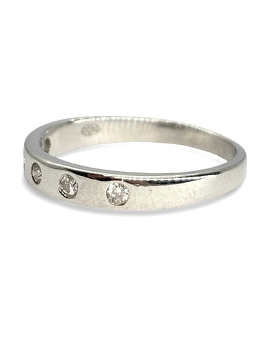 Bague 54 Alliance or blanc et diamants 0,15 ct 58 Facettes 1178