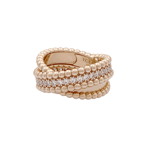 Bague 53 Bague VAN CLEEF ET ARPELS,"Duo Perlée", or rose, diamants. 58 Facettes 34781