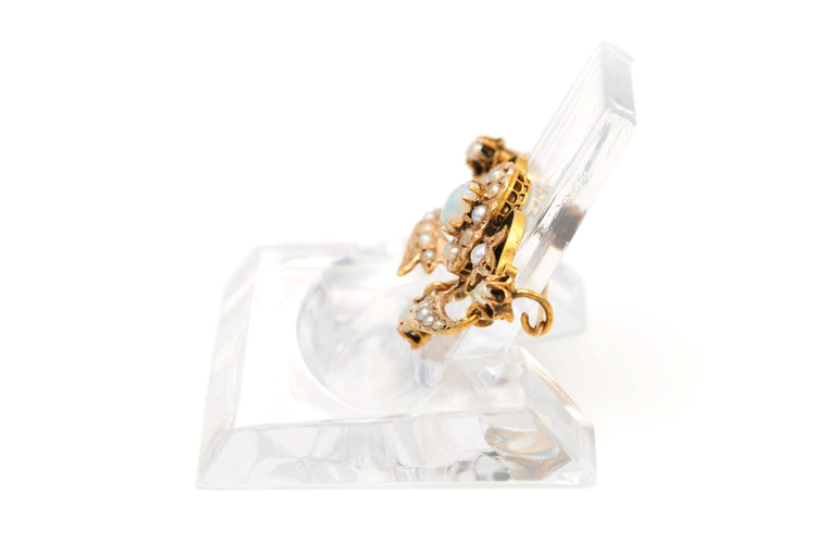 Broche Broche Art Nouveau en or jaune sertie d'opales et de perles 58 Facettes B604