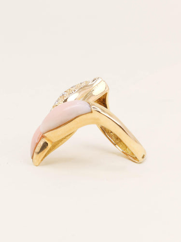 Bague 48 Bague or jaune corail peau d'ange diamants 58 Facettes 1211.5