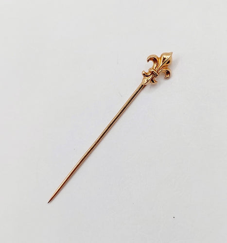 Broche Epingle antique cravate ou foulard or rose fleur de lys (circa 1900) 58 Facettes A05327