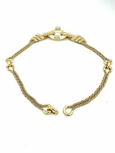 Collier VAN CLEEF & ARPELS. Collier vintage en or jaune 18K, ivoire et diamants 58 Facettes