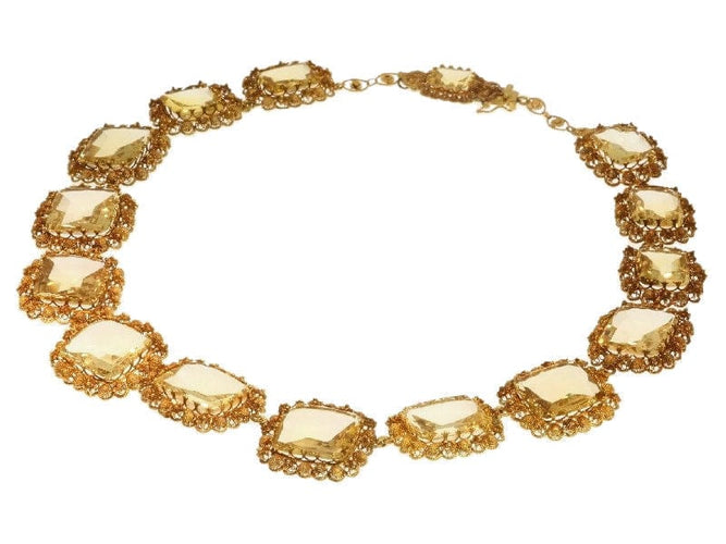 Collier Or géorgien : collier exquis en citrine cannetille 58 Facettes 14171-0037
