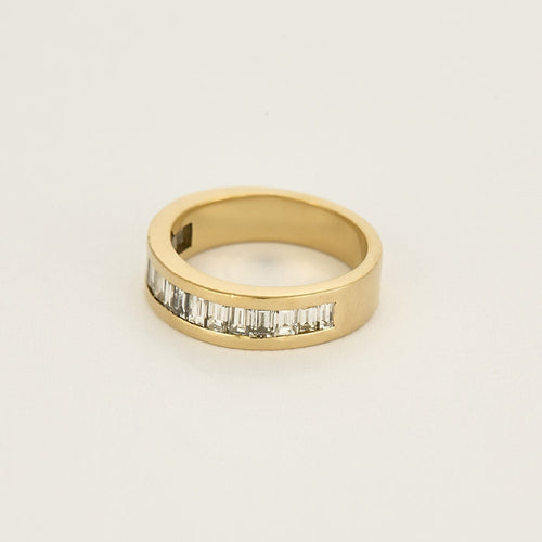 Bague 51 Bague jonc en or jaune et diamants de taille baguette 58 Facettes CRE0100X8
