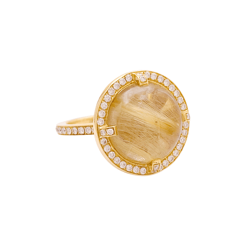 Bague 53 Bague CHAUMET, "Attrape Moi Si Tu M'aimes", "Galet", or jaune, diamants, quartz rutile. 58 Facettes 34773