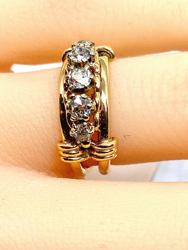 Bague 46 Bague en or jaune et 5 diamants 58 Facettes AB559